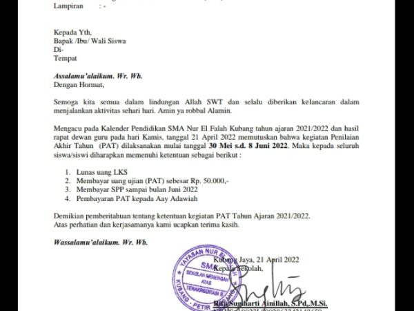 Kegiatan Penilaian Akhir Tahun (PAT)