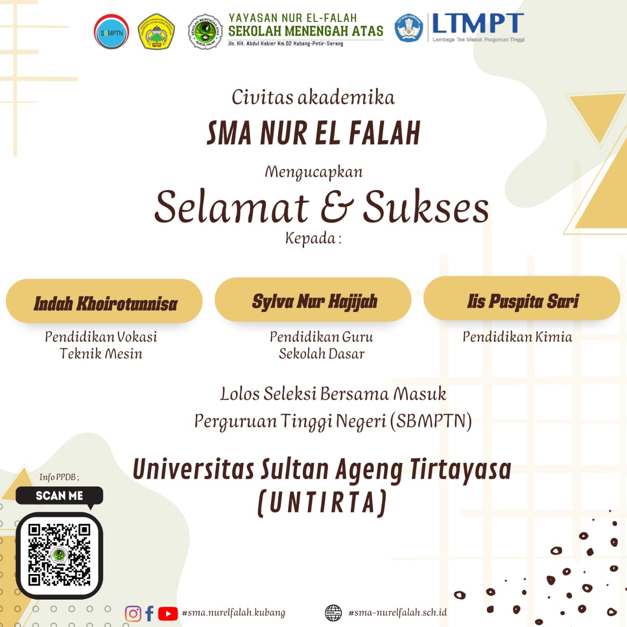 Siswa/i yang lolos SBMPTN UNTIRTA Siswa/i yang lolos SBMPTN UNTIRTA